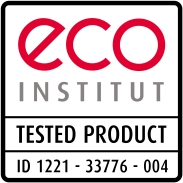 Gütesiegel des eco-INSTITUTs für besonders schadstoffarme Produkte.